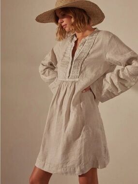 James Perse Linen Pin-Tuck Dress NWT